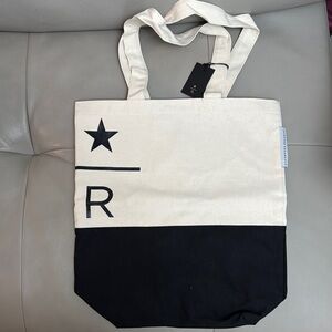 Starbucks Reserve Black and Cream Tote Bag with Star Design